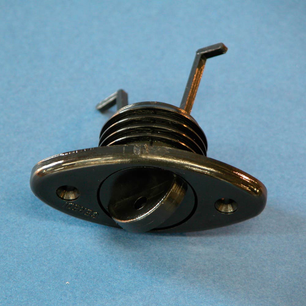 Oval Drain Socket 20mm with Removable Screw In Plug Black IBS Boat